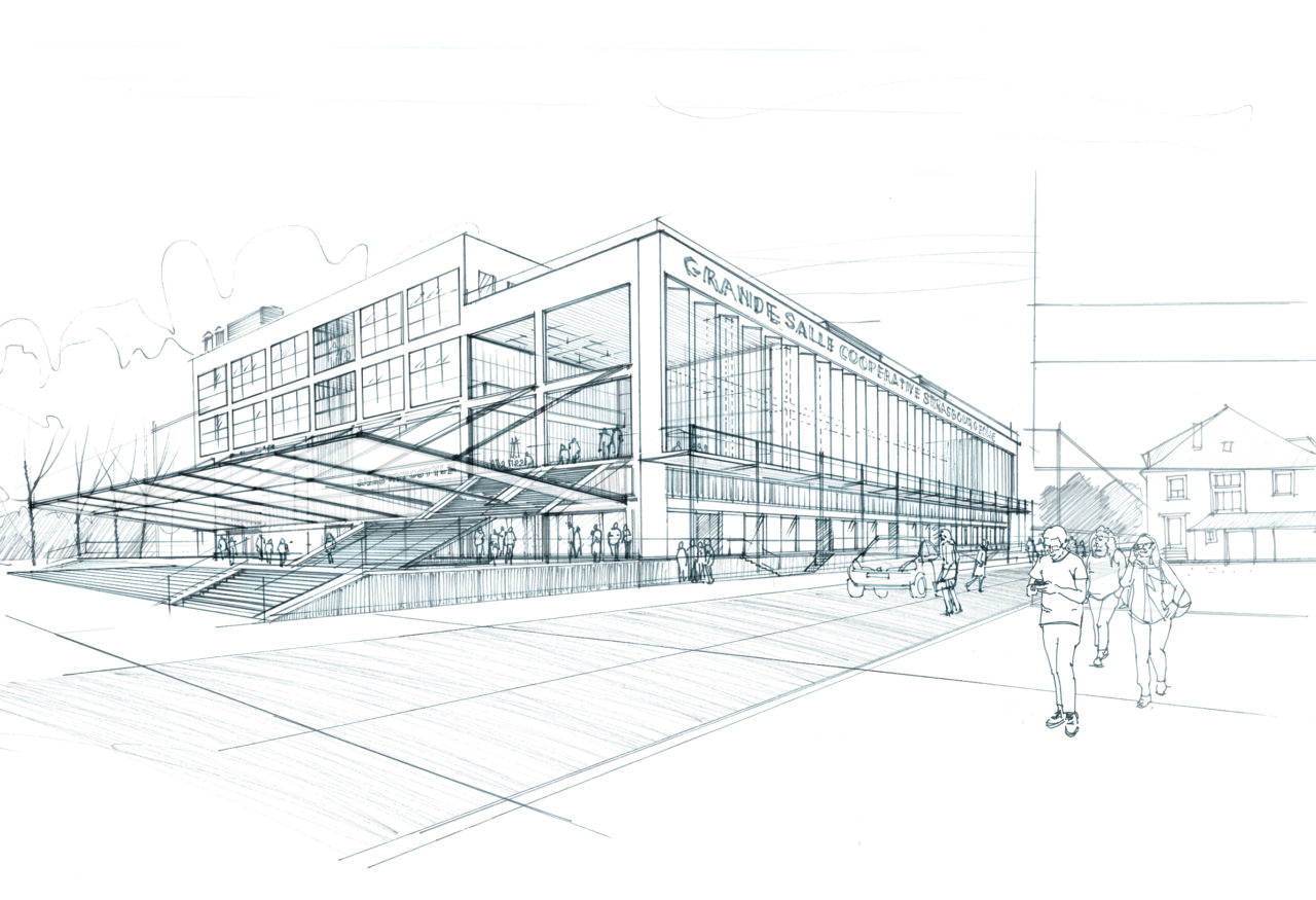 Projet COOP - Cave a vins - Projection - Croquis perspectif - crédits Alexandre Chemetoff