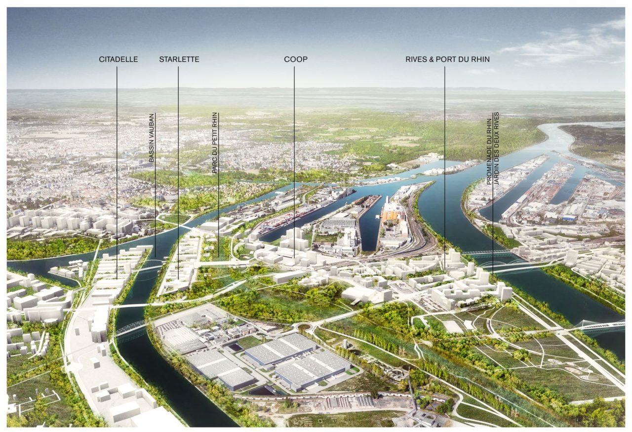 Nouvelle étape du grand projet Deux Rives : Vue Aérienne du Plan Guide Territoire - Crédits : Agences TER, 51N4E, LIST