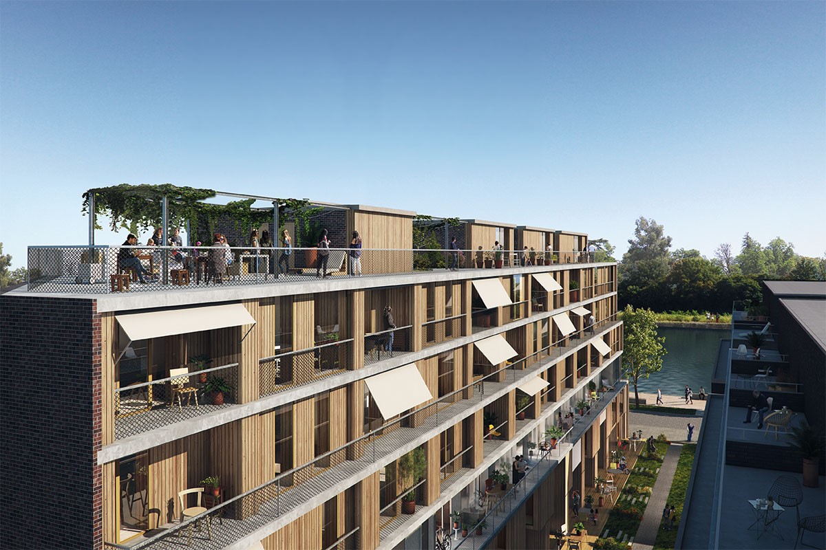 Vue perspective des balcons de Quai Ouest. Crédits Dominique Coulon Architecte & Associés.