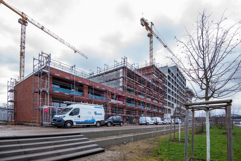 La construction d'un bâtiment de Quai Starlette (Crédits : Geneviève Engel pour Strasbourg Eurométropole) 