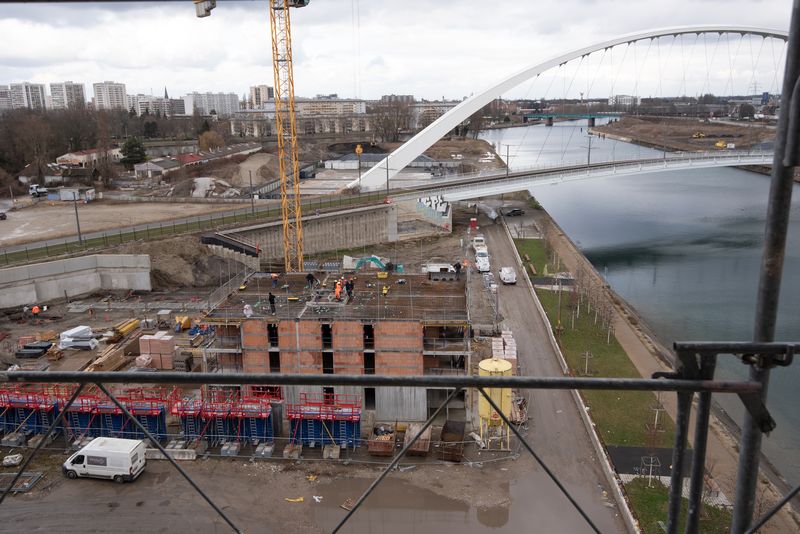 Le chantier du Moka vu depuis une coursive de Dock-1 (Crédits : Geneviève Engel pour Strasbourg Eurométropole)