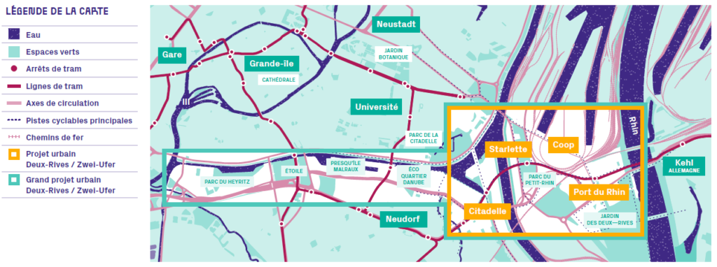 Plan du projet urbain à l'échelle de Strasbourg