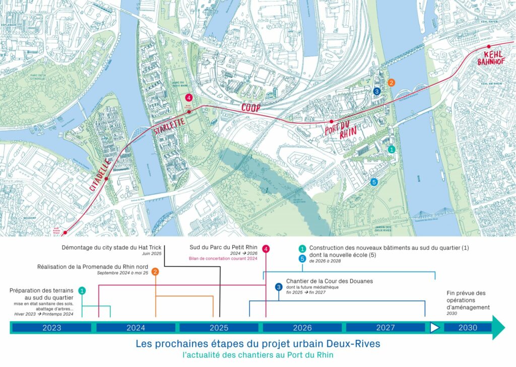Les prochaines étapes du projet urbain Deux-Rives, l'actualité des chantiers du Port du Rhin