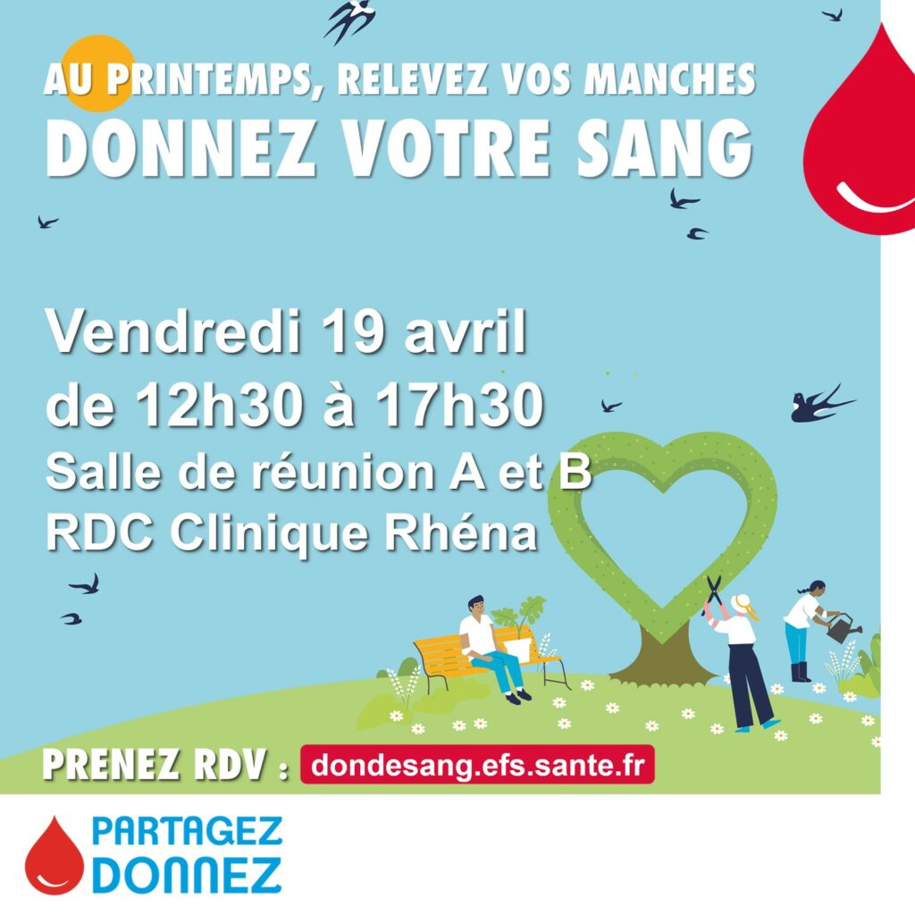 Don de sang à Rhéna le 19 avril prochain !