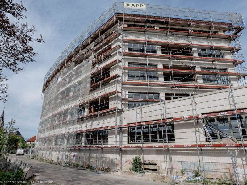 Les futurs lofts de la Sérigraphie vus depuis la rue de la Coopérative (Crédits : Valentine Zeler pour Strasbourg Eurométropole)