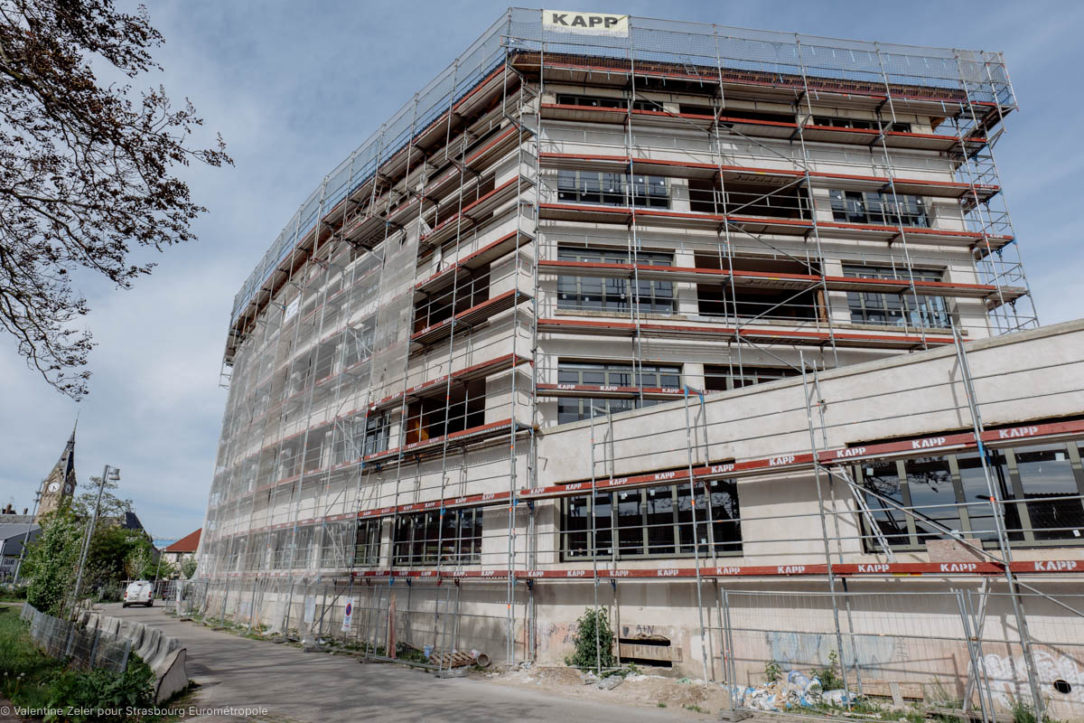 Les futurs lofts de la Sérigraphie vus depuis la rue de la Coopérative (Crédits : Valentine Zeler pour Strasbourg Eurométropole)