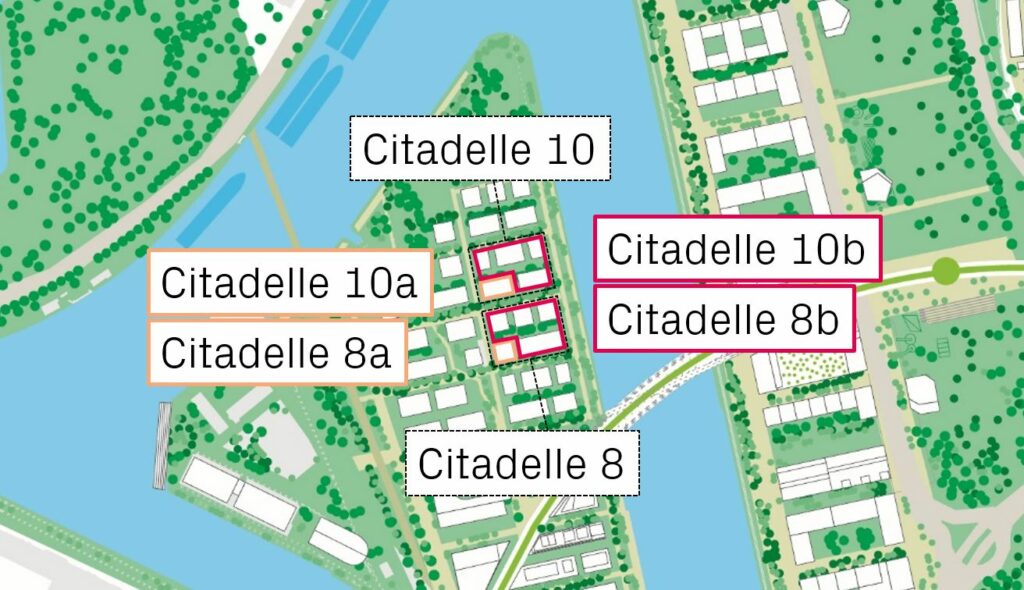 Plan d'implantation des ilots Citadelle 8 et 10 et leurs détails.