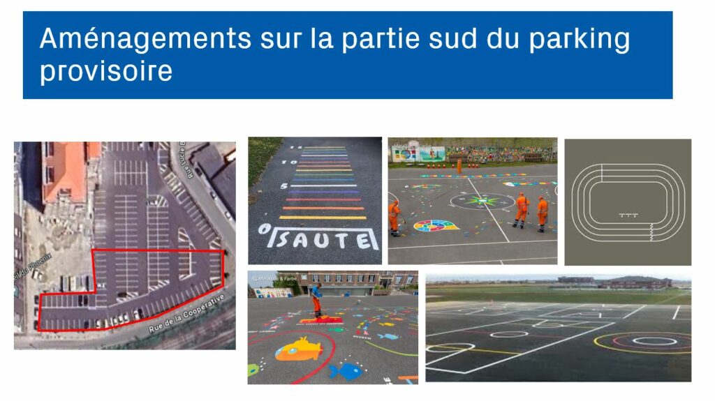 Aménagements sur la partie sud du parking provisoire.