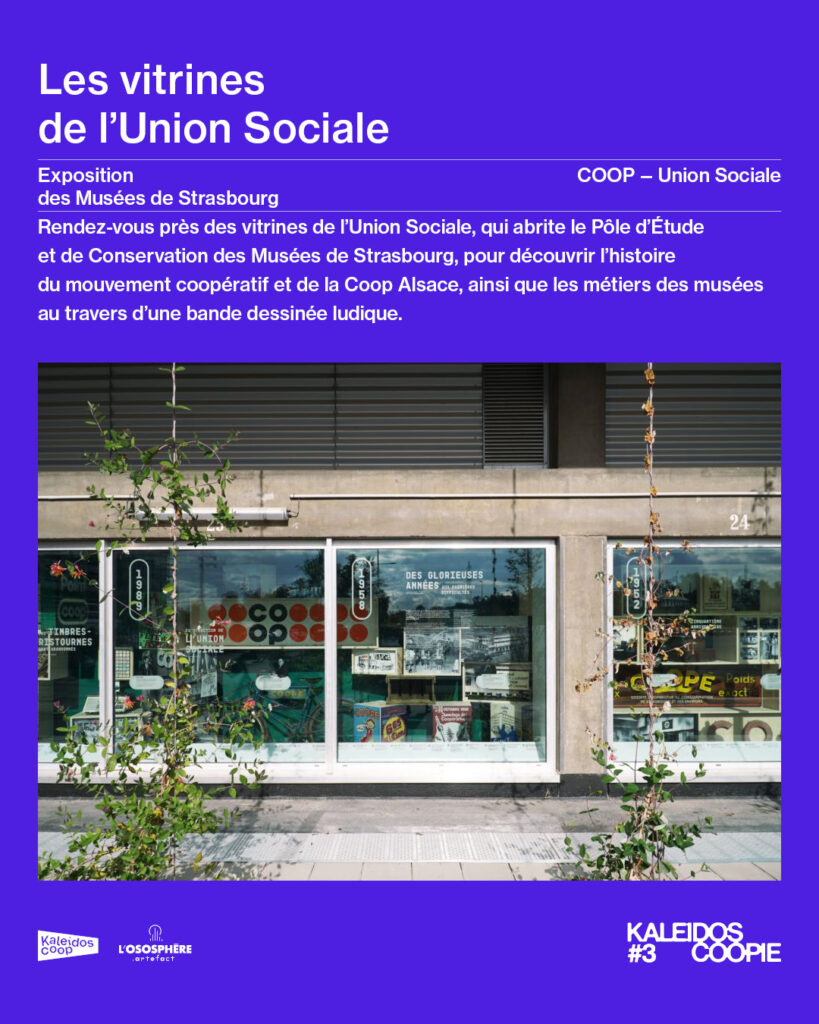 Les vitrines de l'Union Sociale, par les Musées de Strasbourg, allée Adèle Klein.