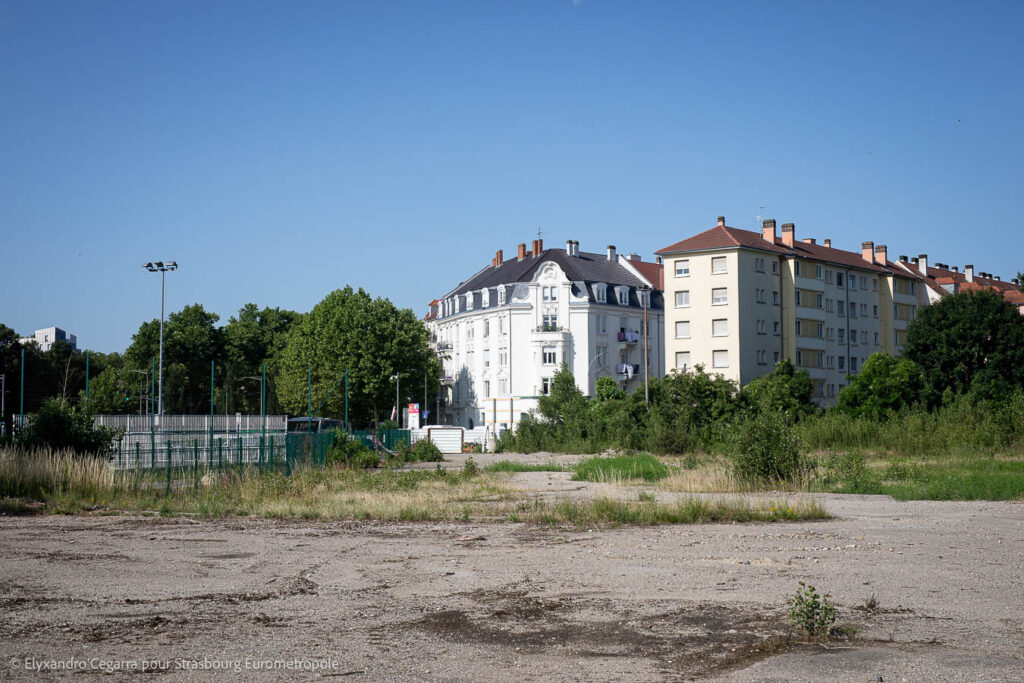 L'emplacement du site de la Cour des Douanes, dans le prolongement de la Cité Loucheur. Crédits : Elyxandro Cegarra pour Strasbourg Eurométropole