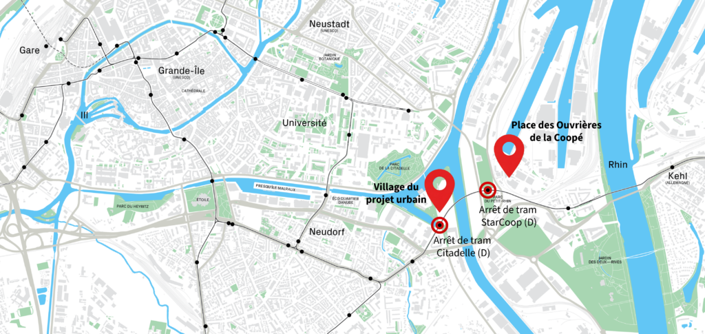 Localisation de l'événement Quartiers Libres, la fête du projet urbain Deux-RIves