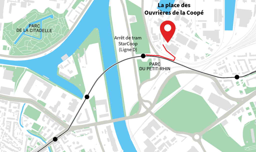 Emplacement de la place des Ouvrières de la Coopé