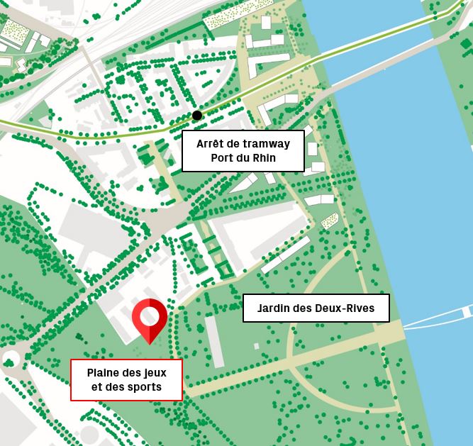 Emplacement de la plaine des jeux et des sports.