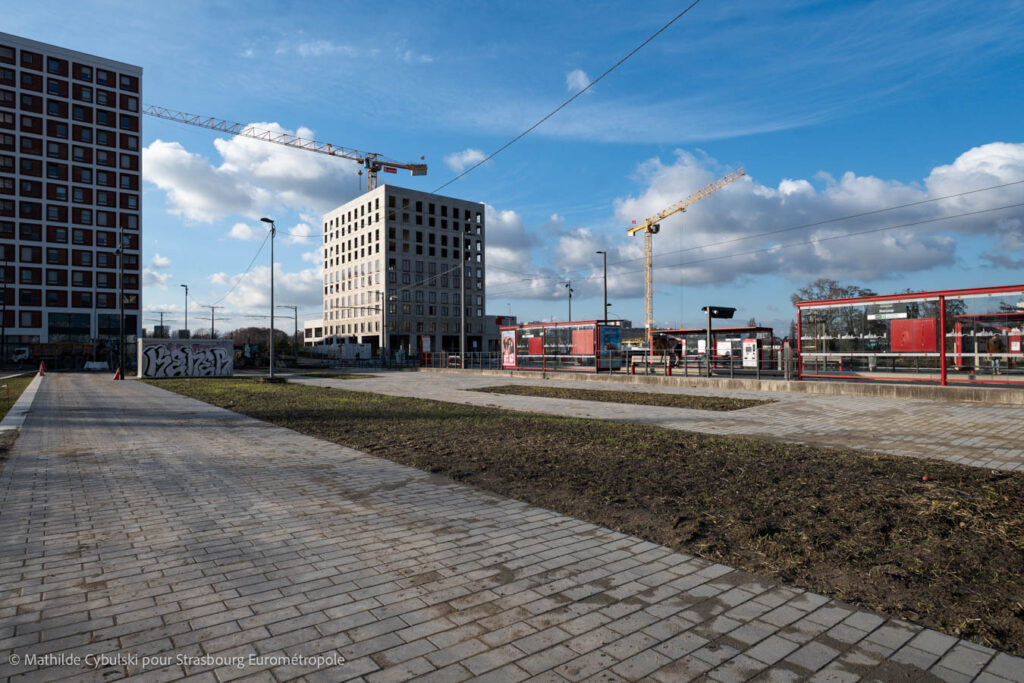 L'arrêt de tram StarCoop. Crédits : Mathilde Cybulski pour Strasbourg Eurométropole