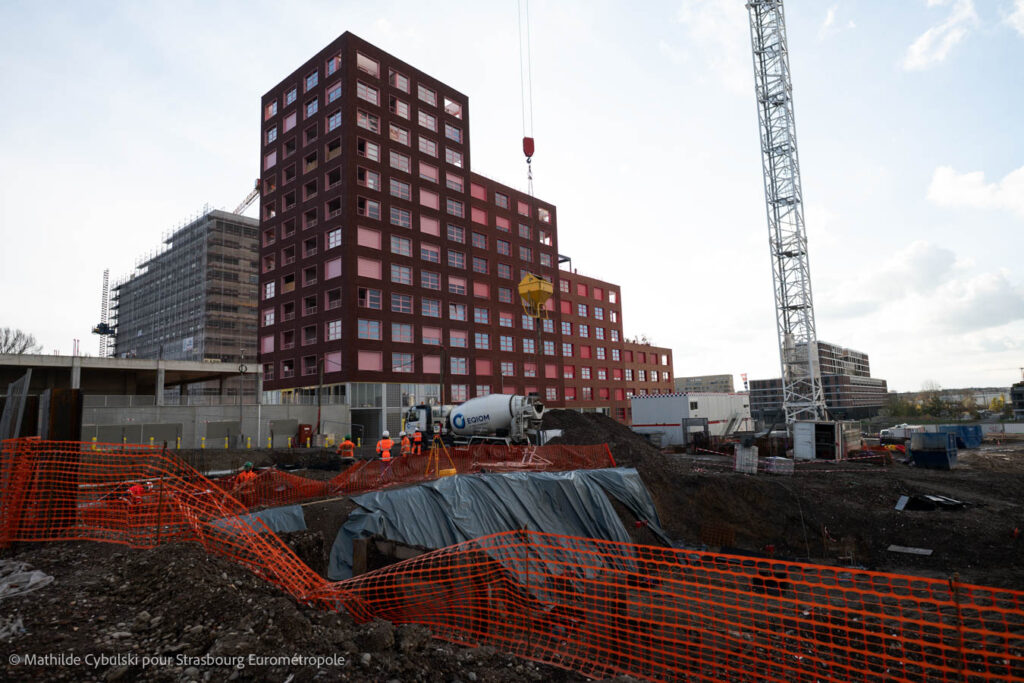 Les travaux de Coeur du Rhin. Crédits : Mathilde Cybulski pour Strasbourg Eurométropole