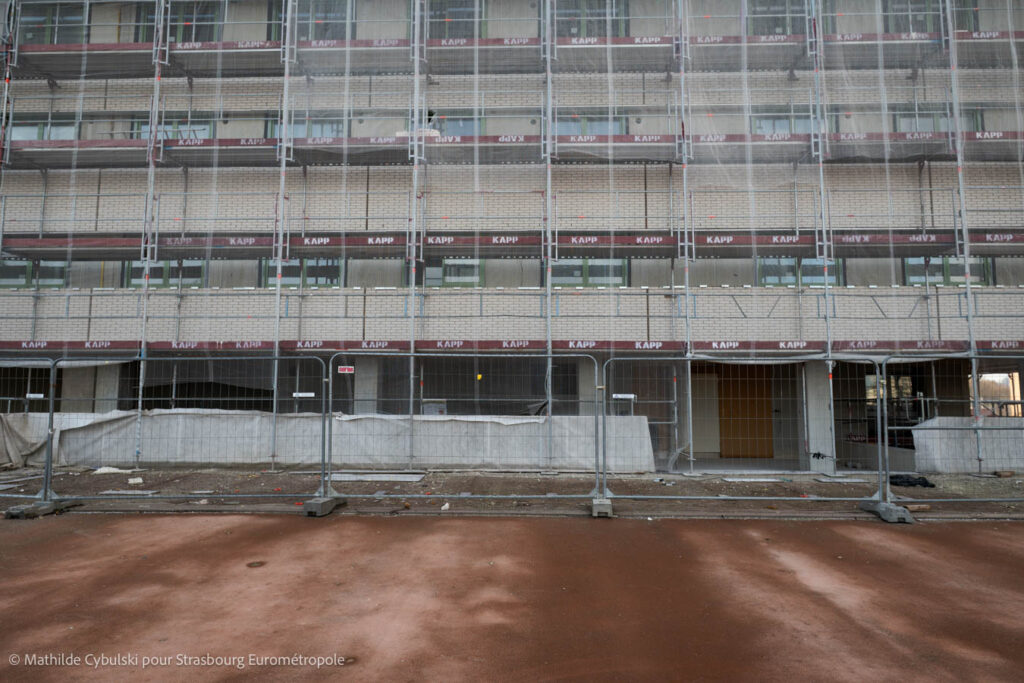La façade de Viva Starlette en chantier. Crédits : Mathilde Cybulski pour Strasbourg Eurométropole