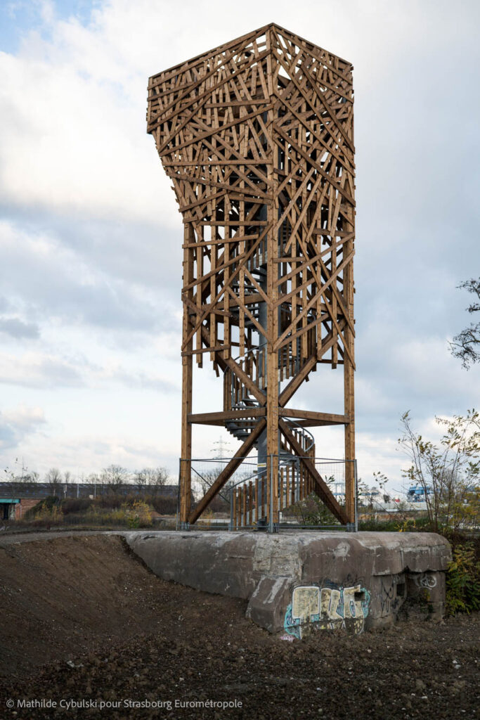 Le belvédère de la Ceinture Verte construit sur un ancien bunker. Crédits : Mathilde Cybulski pour Strasbourg Eurométropole
