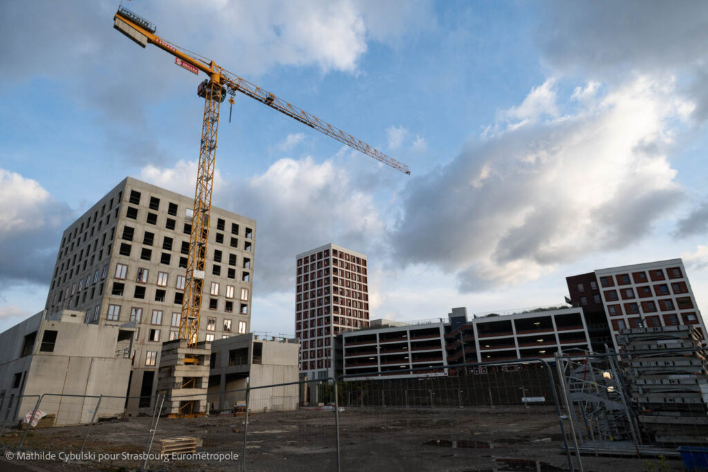 Le chantier du gros oeuvre de Campus Starlette se poursuit. Crédits : Mathilde Cybulski pour Strasbourg Eurométropole
