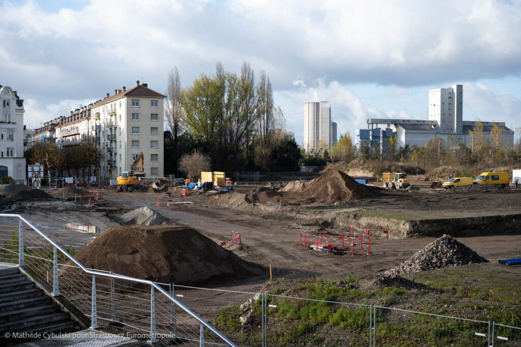 Les travaux en cours sur la Cour des Douanes. Crédits : Mathilde Cybulski pour Strasbourg Eurométropole