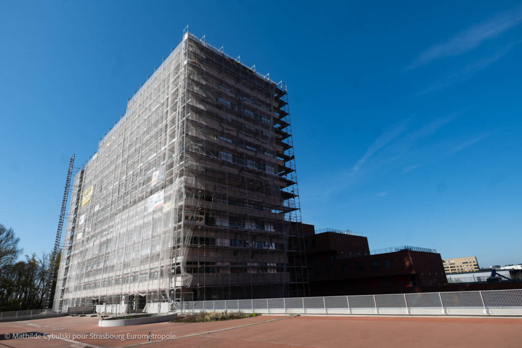 Vue de Viva Starlette depuis le parvis du programme Quai Starlette. Crédits : Mathilde Cybulski pour Strasbourg Eurométropole