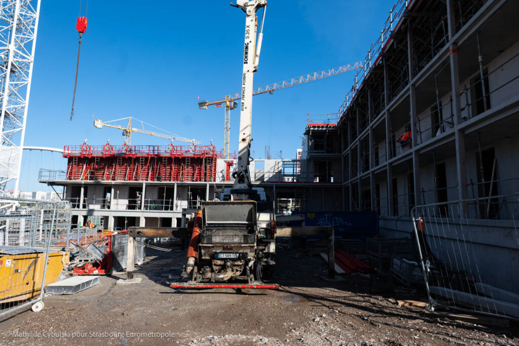 Le chantier de Cœur du Rhin. Crédits : Mathilde Cybulski pour Strasbourg Eurométropole