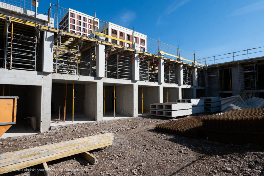 Le gros oeuvre du chantier de Quai Vauban. Crédits : Mathilde Cybulski pour Strasbourg Eurométropole