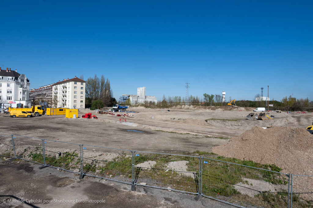 Les travaux d'aménagement de la Cour des Douanes au printemps 2026. Crédits : Mathilde Cybulski pour Strasbourg Eurométropole