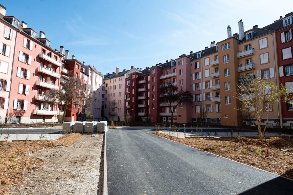 Le coeur d'ilot de la Cité Loucheur. Crédits : Mathilde Cybulski pour Strasbourg Eurométropole