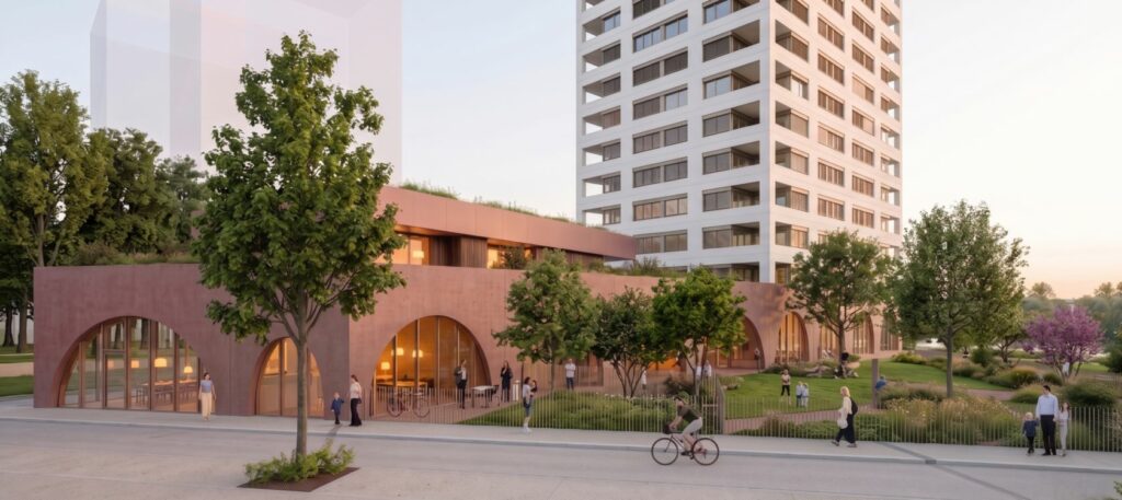 Vue du programme depuis le quartier. Crédits : TOA Architectes